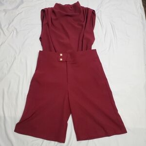 Zara Burgundy Sleeveless Blazer Romper